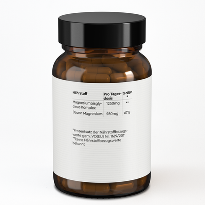 Magnesiumbisglycinat Kapseln zur Unterstützung der normalen Muskelfunktion, des Nervensystems und zur Verringerung von Müdigkeit